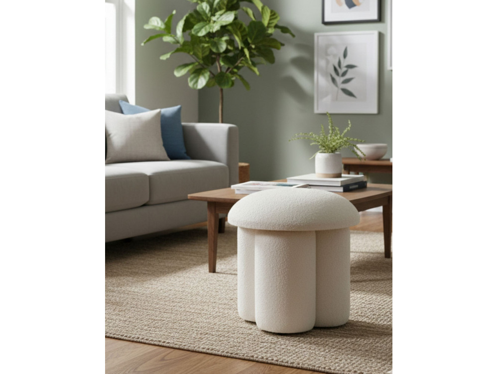 Pouf en tissu "Magnus" - 45 x 45 x 48 cm - Blanc