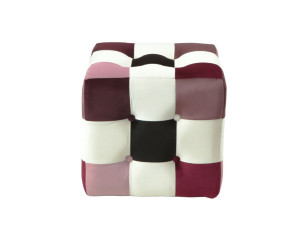 Pouf en velours "Patchwork" - 42 x 42 x 42 cm - Multicolore