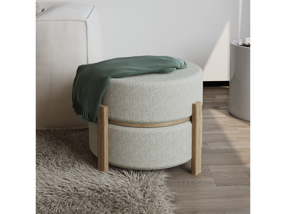 Pouf en bois "Clone" - 47 x 48 x 45 cm - Beige