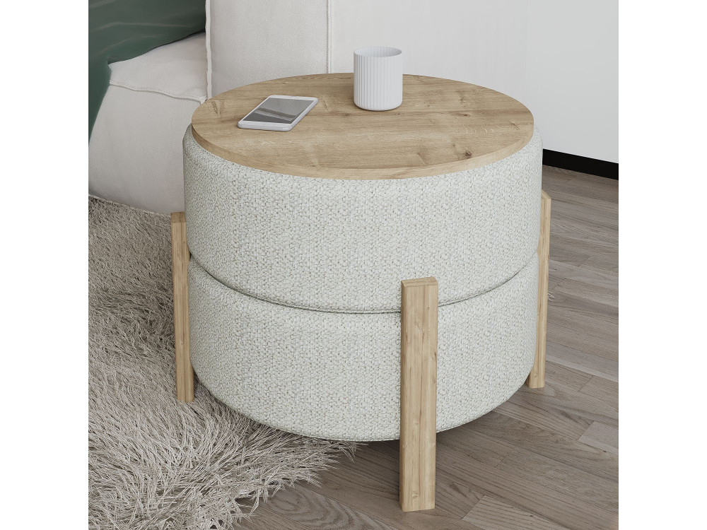 Pouf en bois "Clone" - 47 x 48 x 45 cm - Beige