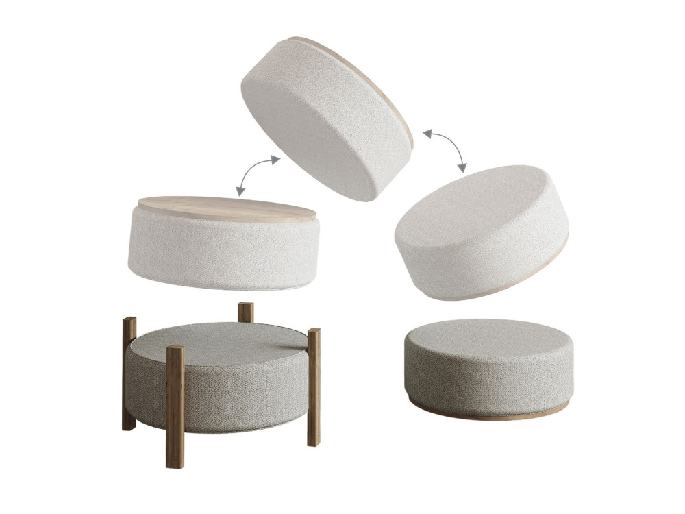 Pouf en bois "Clone" - 47 x 48 x 45 cm - Beige