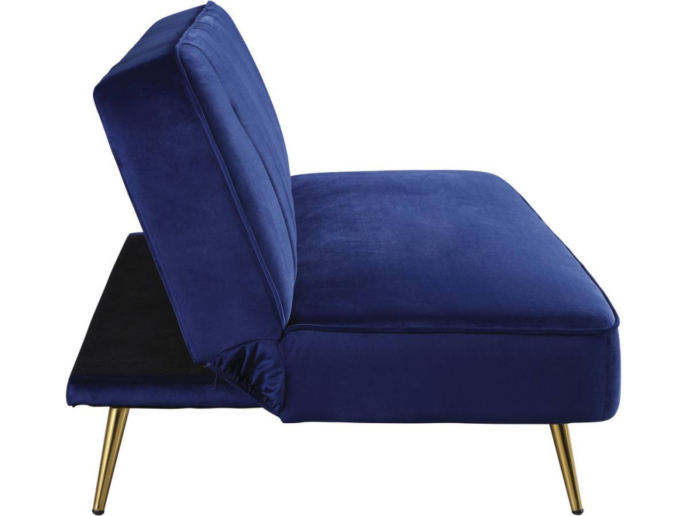 Canapé Clic Clac en velours "James" - 180 x  83 x 75 cm - 3 places - Bleu foncé
