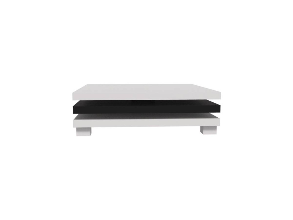 Table basse "Elena" - 80 x 80 x 32 cm - Blanc / Noir