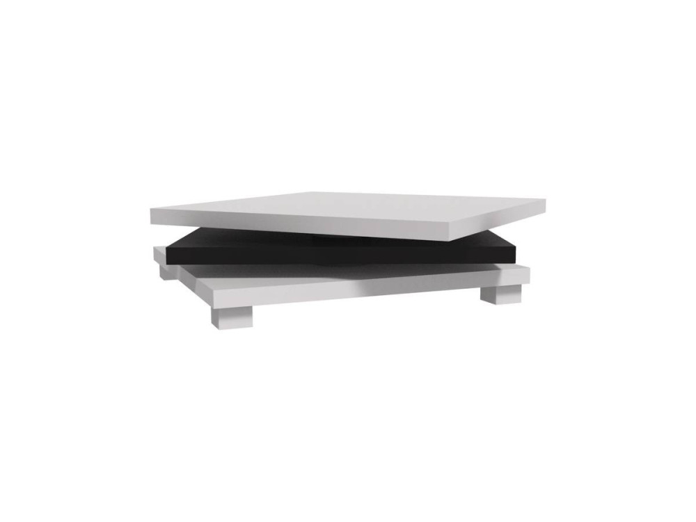 Table basse "Elena" - 80 x 80 x 32 cm - Blanc / Noir