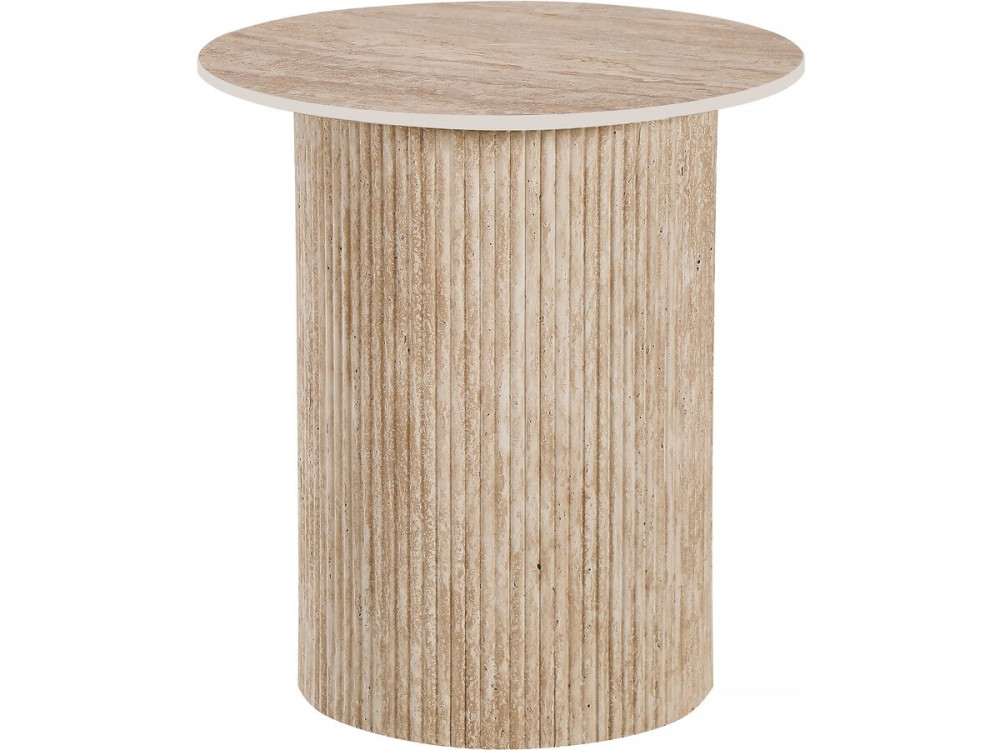 table d'appoint, bout de canapé, table de chevet en céramique "Eclat" - 50 x 50 cm - Marron