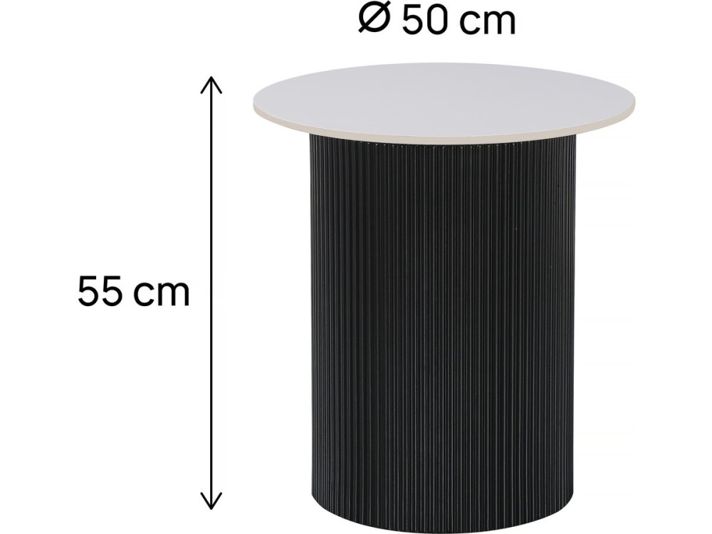 Table d'appoint, bout de canapé, table de chevet en céramique "Eclat" - 50 x 50 x 55 cm - Blanc