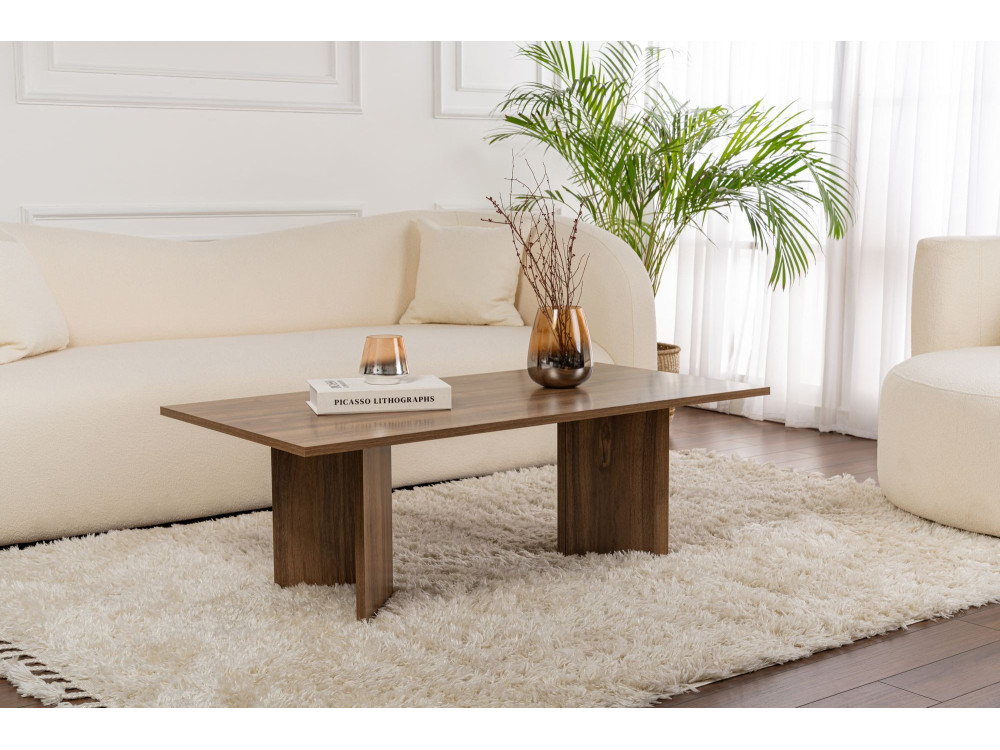 Table basse en bois "Sabin" - 60 x 119 x 40 cm - Noyer