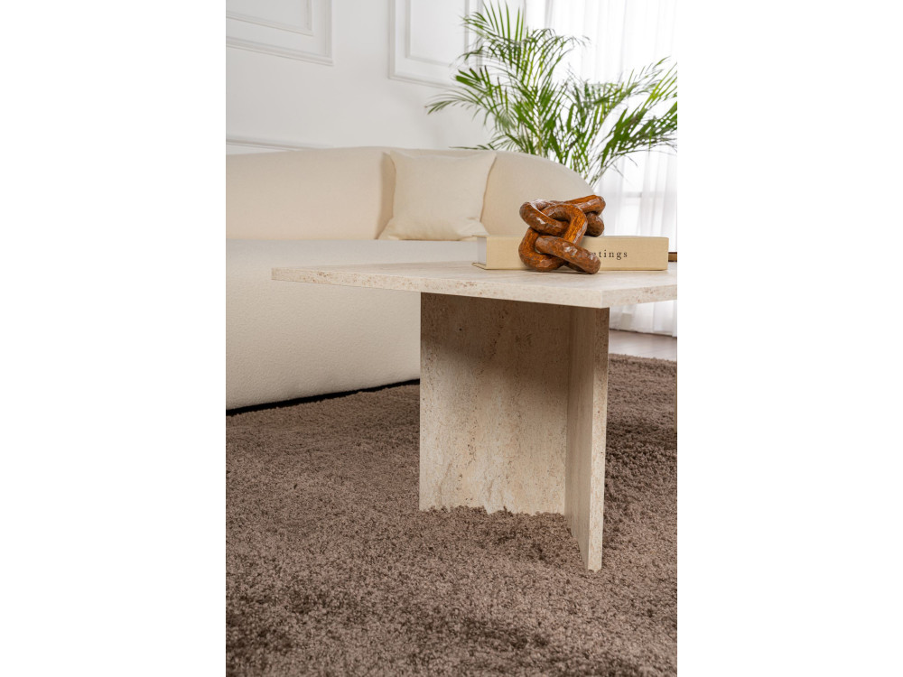 Table basse en bois "Sabin" - 60 x 119 x 40 cm - Travertin