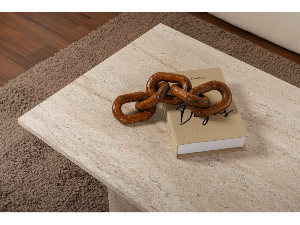 Table basse en bois "Sabin" - 60 x 119 x 40 cm - Travertin