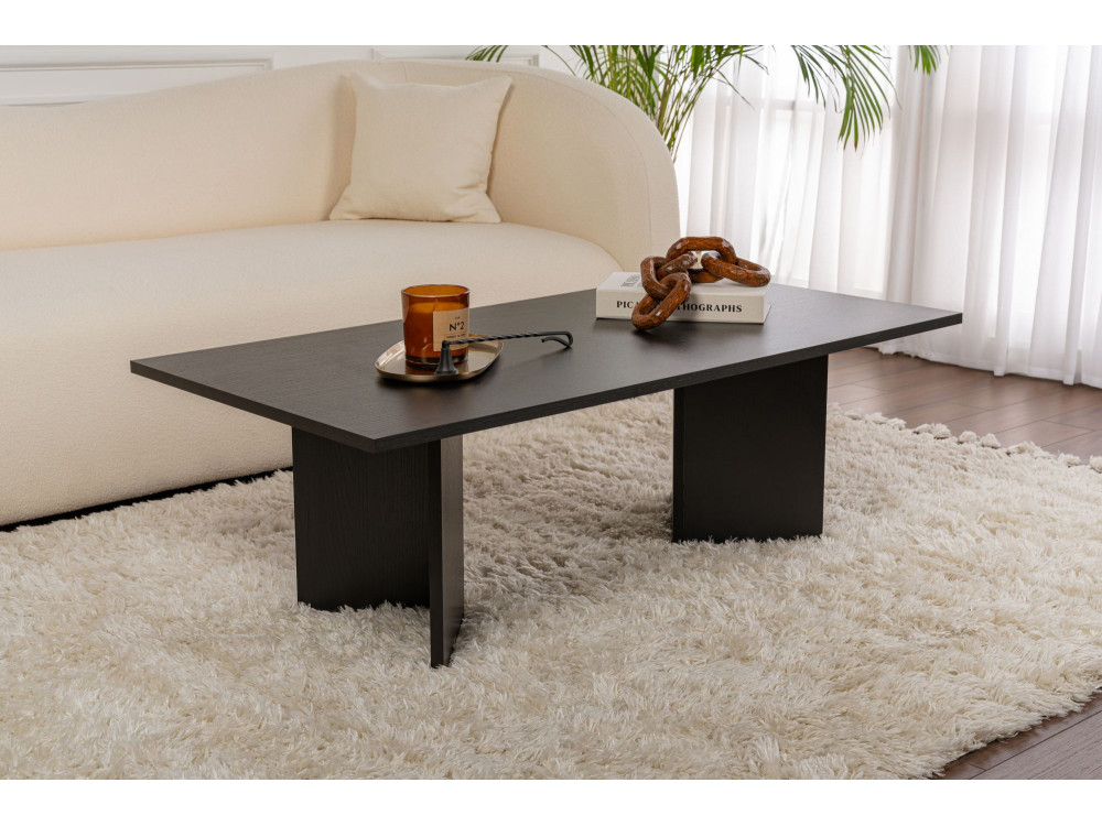 Table basse en bois "Sabin" - 60 x 119 x 40 cm - Bois Noir