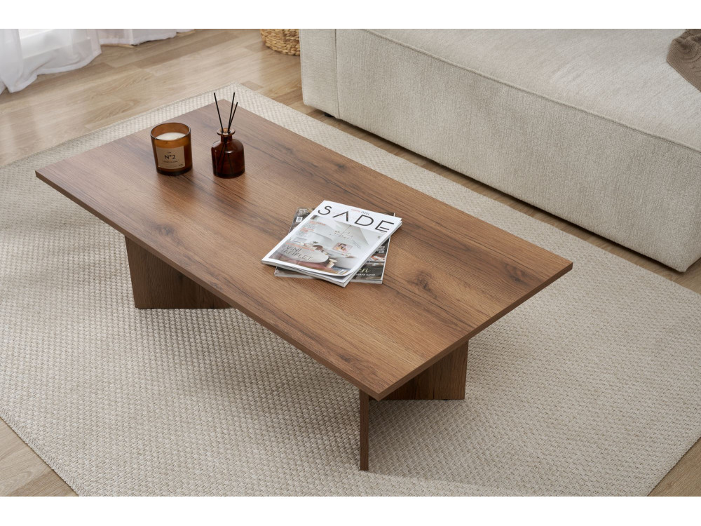 Table basse en bois "Sabin" - 60 x 119 x 40 cm - Noyer