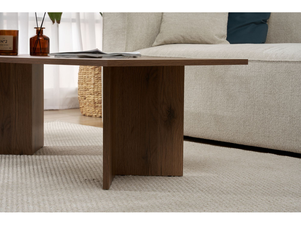 Table basse en bois "Sabin" - 60 x 119 x 40 cm - Noyer