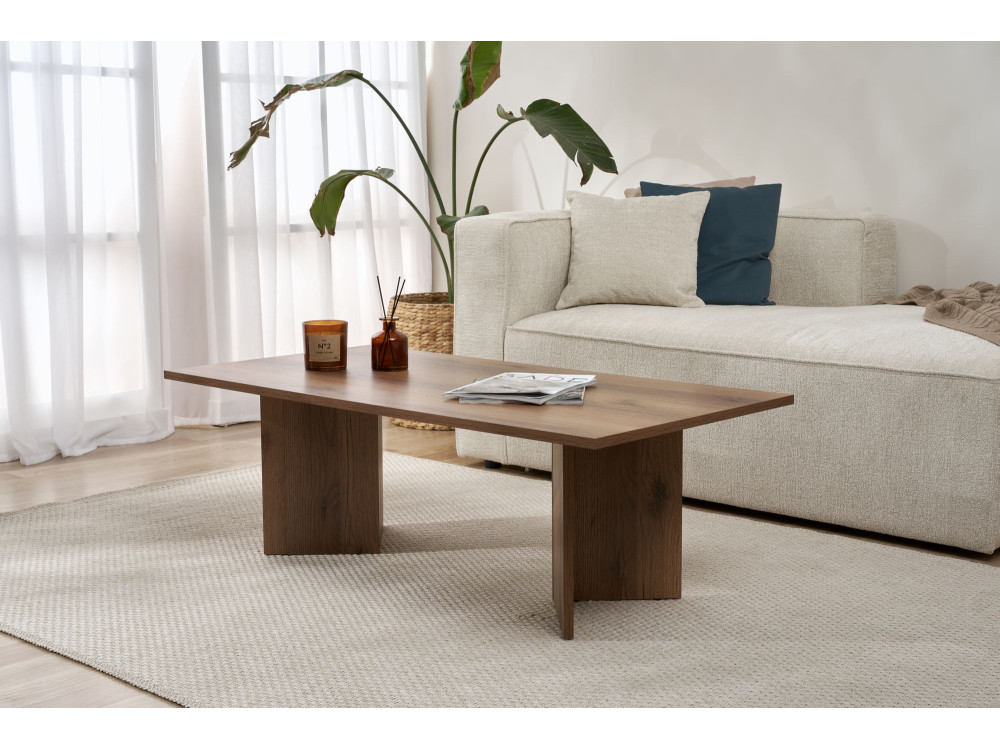 Table basse en bois "Sabin" - 60 x 119 x 40 cm - Noyer