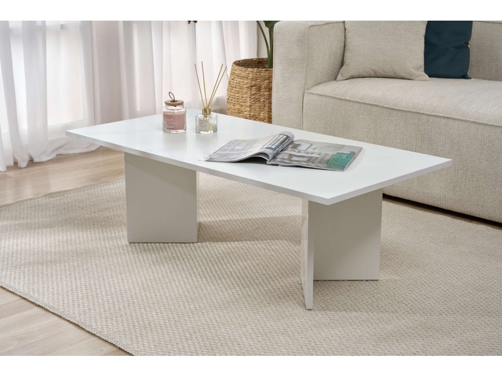 Table basse en bois "Sabin" 119 x 60 x 40 cm - Blanc