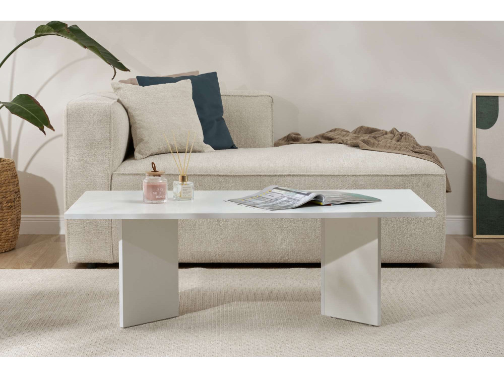 Table basse en bois "Sabin" 119 x 60 x 40 cm - Blanc