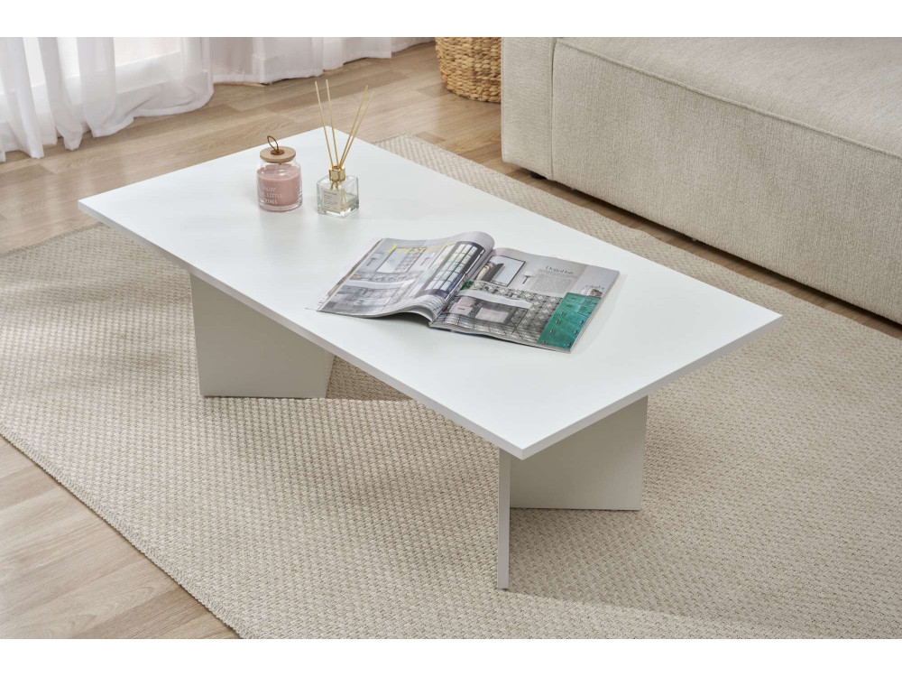 Table basse en bois "Sabin" 119 x 60 x 40 cm - Blanc