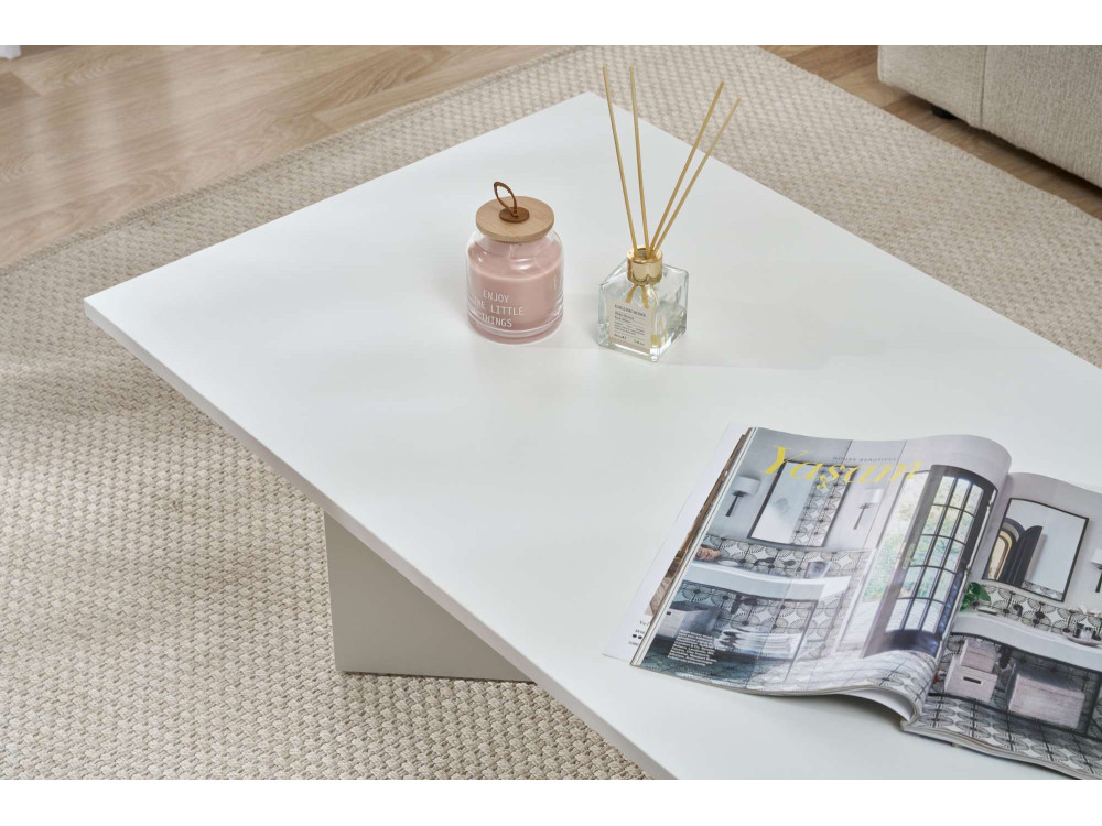 Table basse en bois "Sabin" 119 x 60 x 40 cm - Blanc
