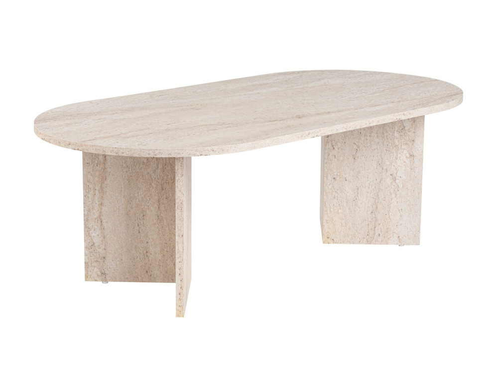 Table basse en bois "Sable" - 60 x 119 x 40 cm - Travertin