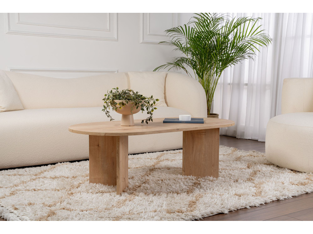 Table basse en bois "Sable" - 60 x 119 x 40 cm - Chêne Saphir