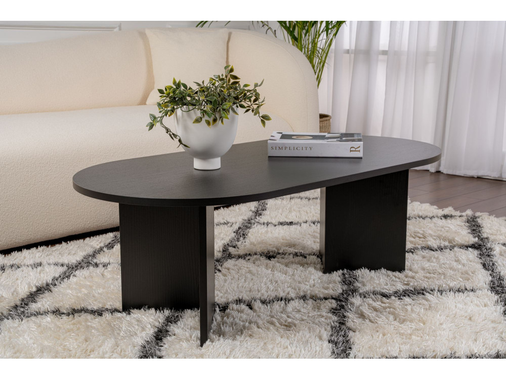 Table basse en bois "Sable" - 60 x 119 x 40 cm - Bois Noir