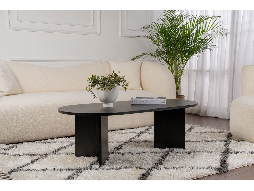 Table basse en bois "Sable" - 60 x 119 x 40 cm - Bois Noir