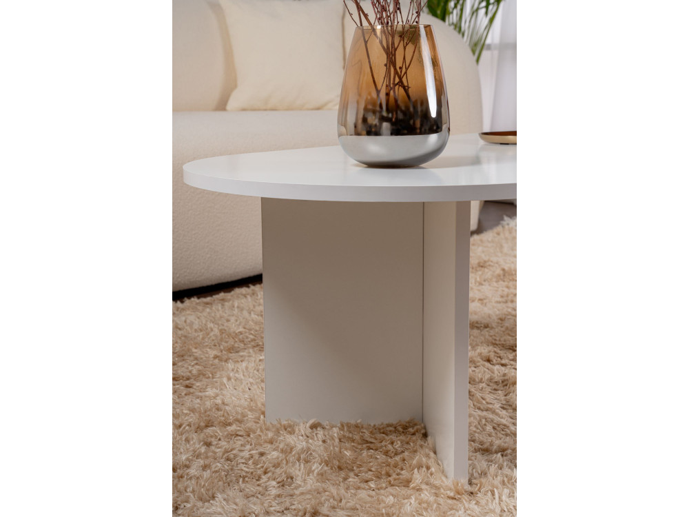 Table basse en bois "Sable" - 60 x 119 x 40 cm - Blanc