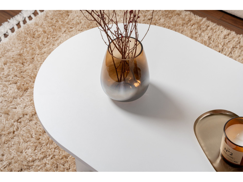 Table basse en bois "Sable" - 60 x 119 x 40 cm - Blanc