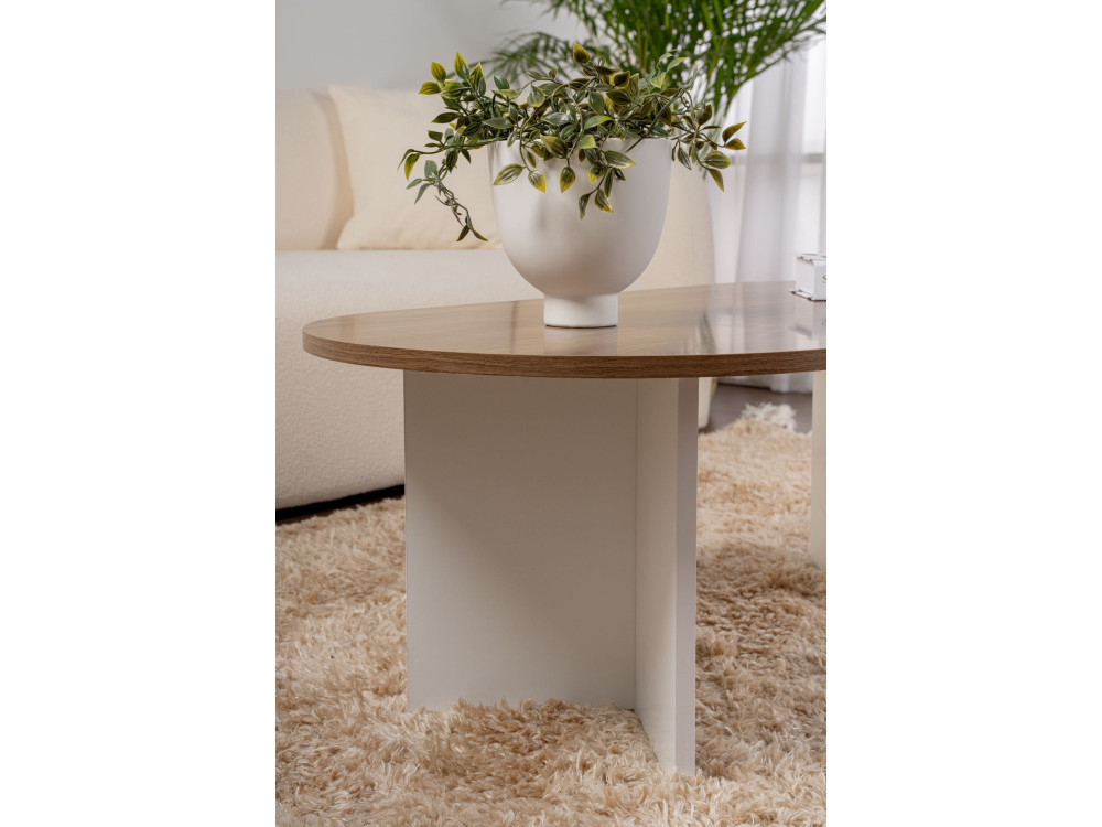 Table basse en bois "Sable" - 60 x 119 x 40 cm - NoyerBlanc