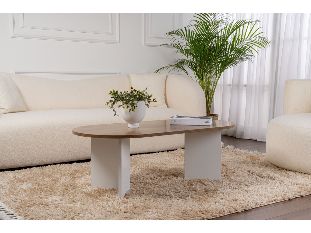 Table basse en bois "Sable" - 60 x 119 x 40 cm - NoyerBlanc