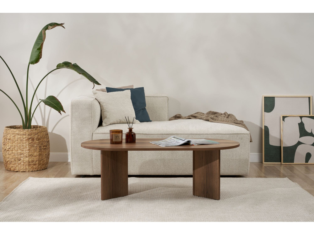 Table basse en bois "Sable" - 60 x 119 x 40 cm - Noyer