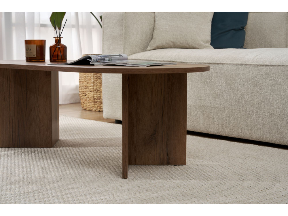 Table basse en bois "Sable" - 60 x 119 x 40 cm - Noyer