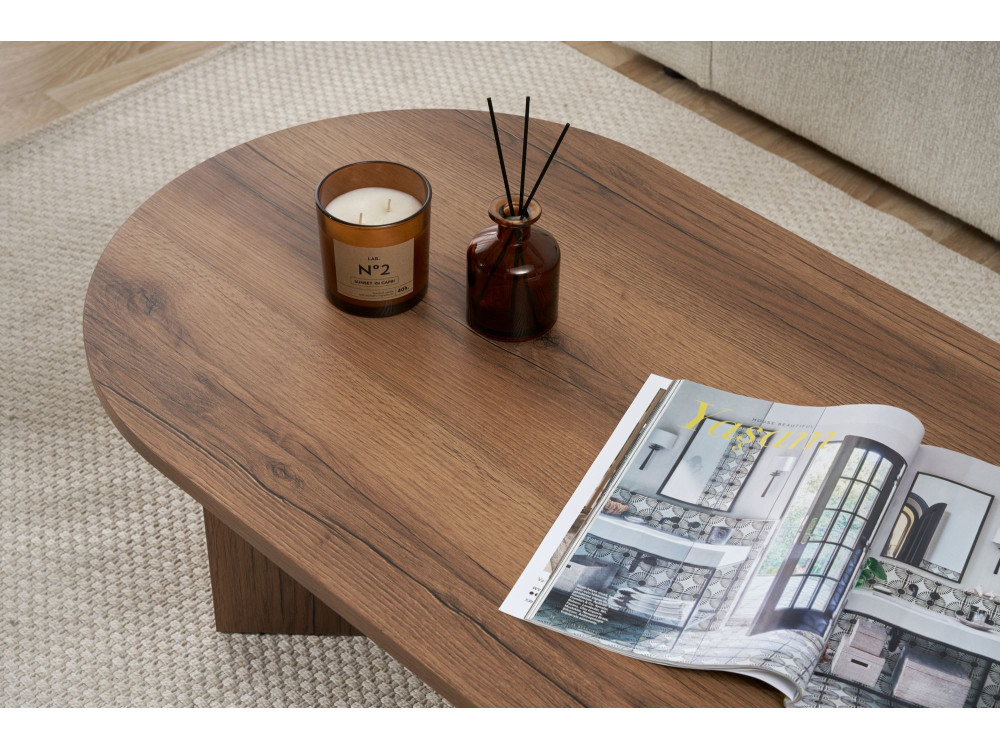 Table basse en bois "Sable" - 60 x 119 x 40 cm - Noyer