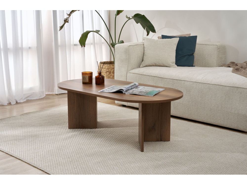 Table basse en bois "Sable" - 60 x 119 x 40 cm - Noyer