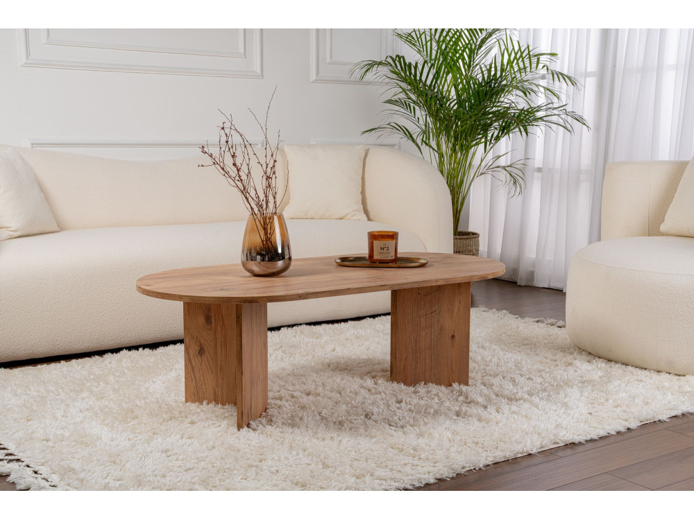 Table basse en bois "Sable" - 60 x 119 x 40 cm - Pin atlantique