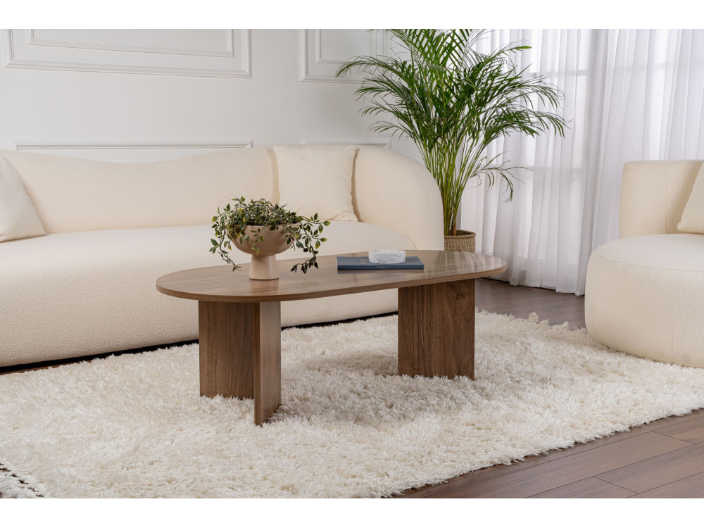 Table basse en bois "Sable" - 60 x 119 x 40 cm - Noyer