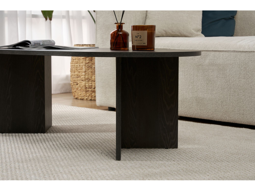 Table basse en bois "Sable" - 60 x 119 x 40 cm - Lumière Noire