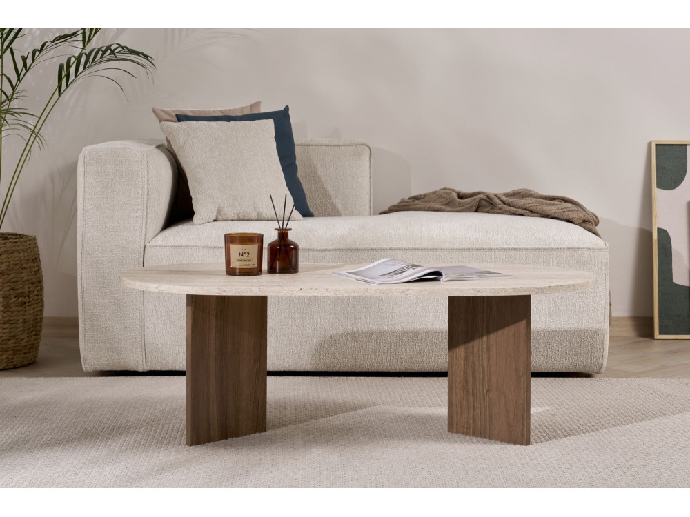 Table basse en bois "Sable" 119 x 60 x 40 cm - Travertin