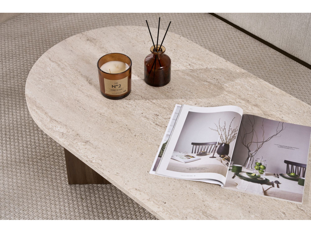 Table basse en bois "Sable" 119 x 60 x 40 cm - Travertin