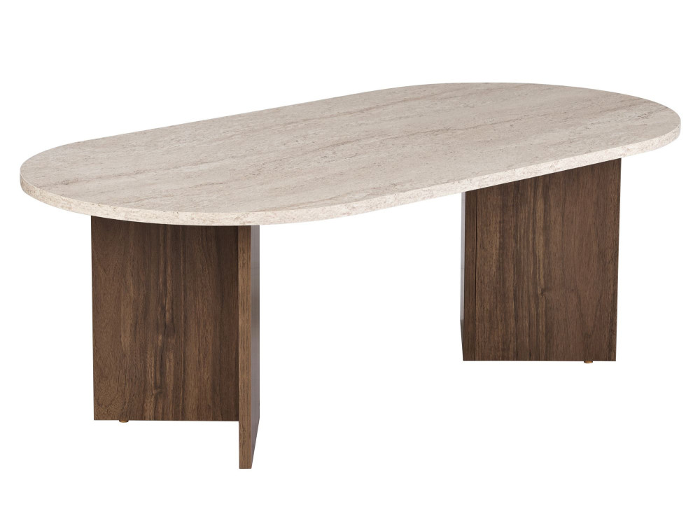 Table basse en bois "Sable" 119 x 60 x 40 cm - Travertin