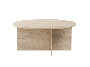 Table basse en bois "Soleil" - 90 x 90 x 40 cm - Travertin