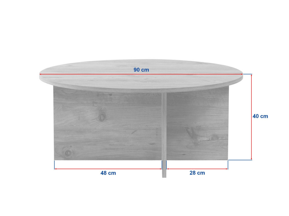 Table basse en bois "Soleil" - 90 x 90 x 40 cm - Travertin