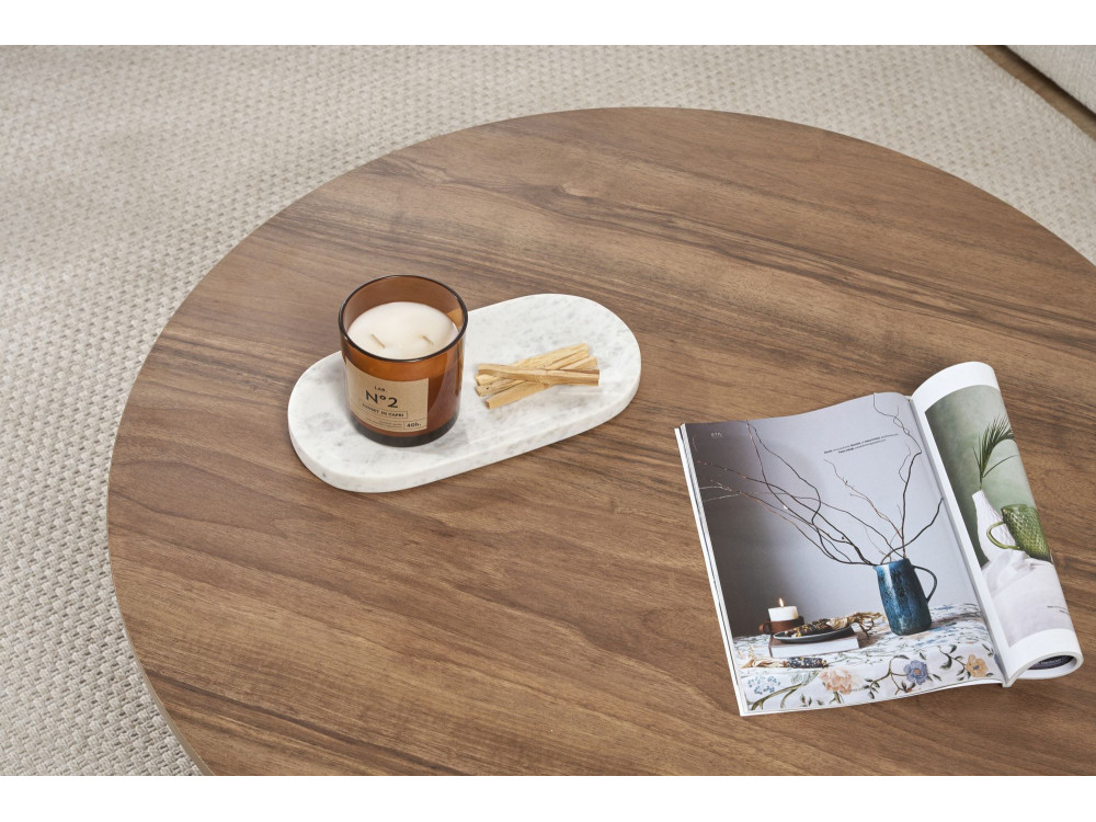 Table basse en bois "Soleil" - 90 x 90 x 40 cm - Noyer