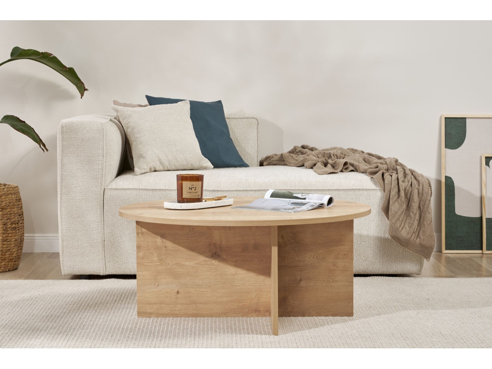 Table basse en bois "Soleil" - 90 x 90 x 40 cm - Chêne Saphir