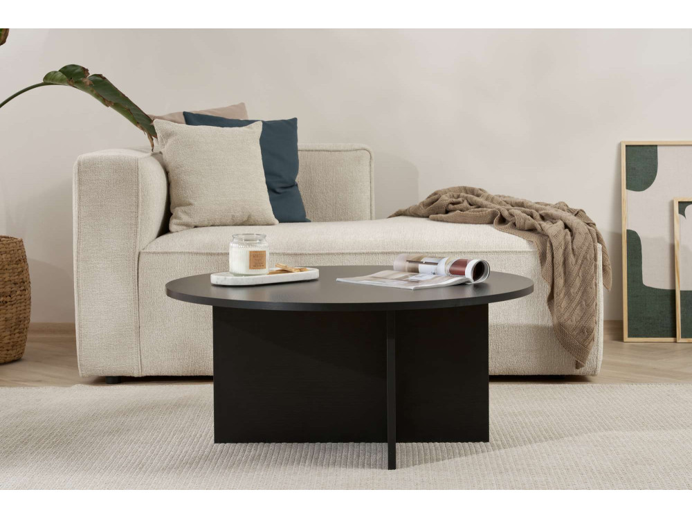 Table basse en bois "Soleil" - 90 x 90 x 40 cm - Bois Noir