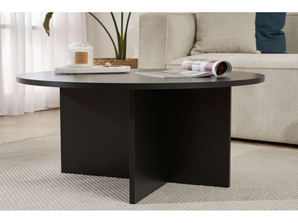 Table basse en bois "Soleil" - 90 x 90 x 40 cm - Bois Noir