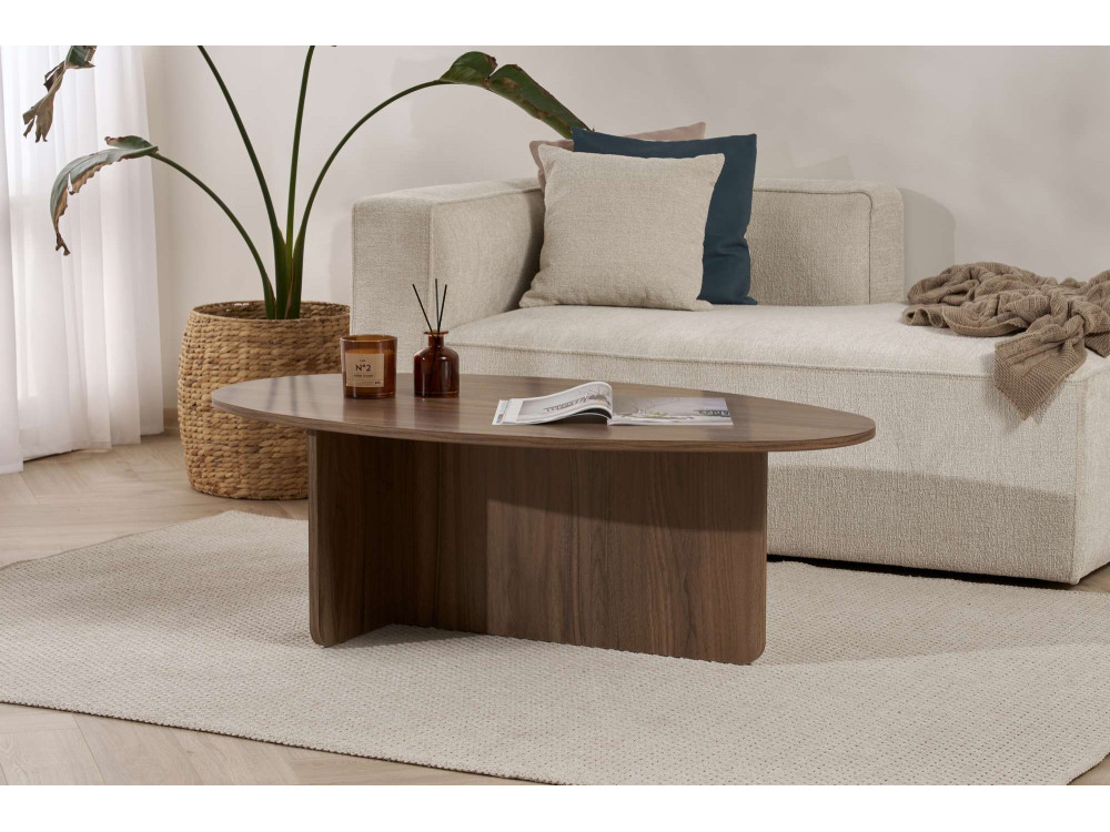 Table basse en bois "Orba" - 120 x 65 x 40 cm - Noyer