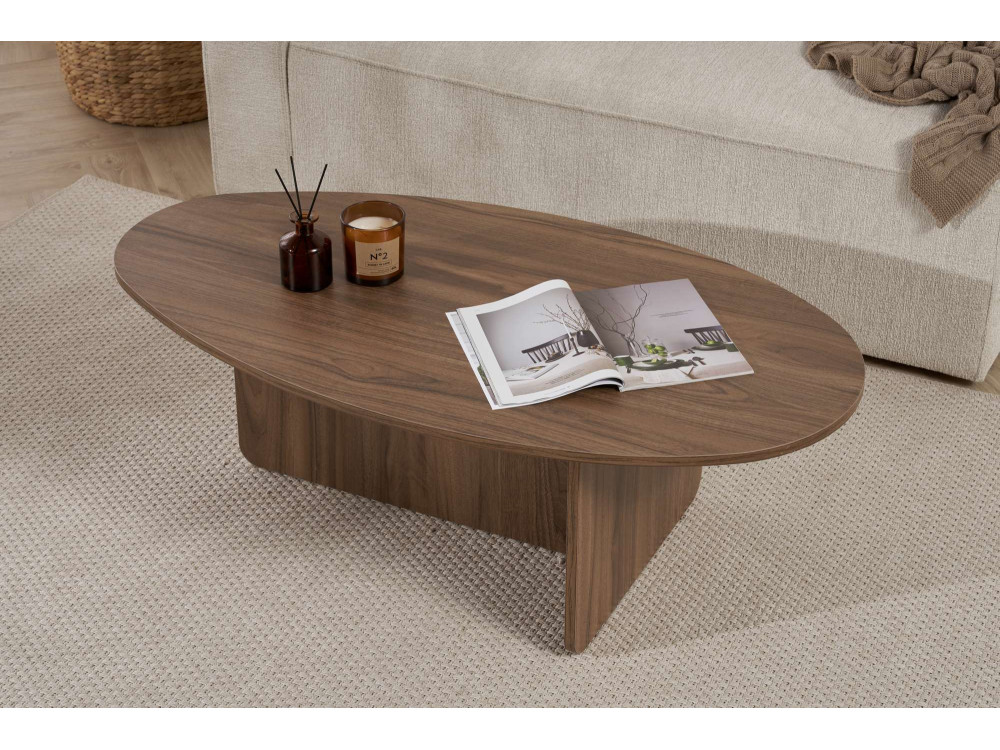 Table basse en bois "Orba" - 120 x 65 x 40 cm - Noyer