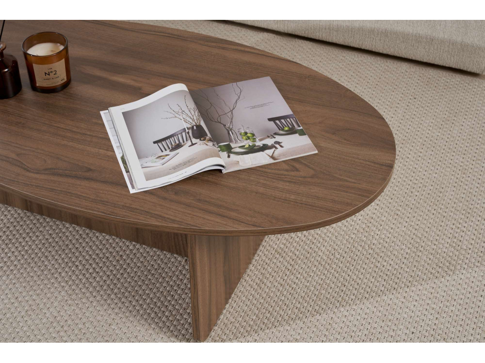 Table basse en bois "Orba" - 120 x 65 x 40 cm - Noyer