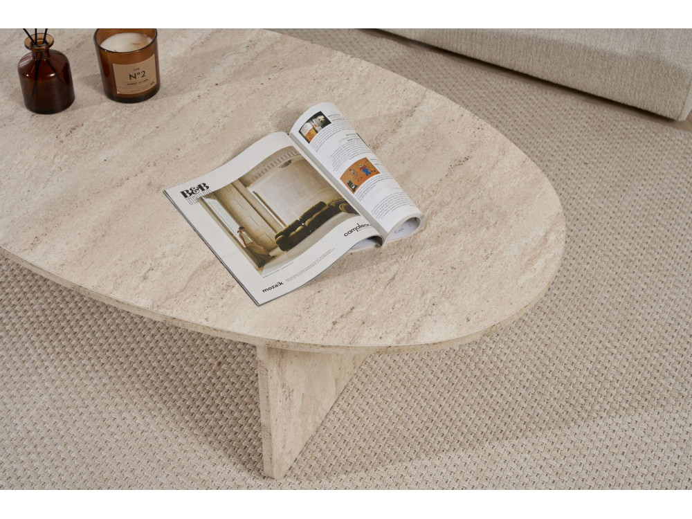Table basse en bois "Orba" - 120 x 65 x 40 cm - Travertin