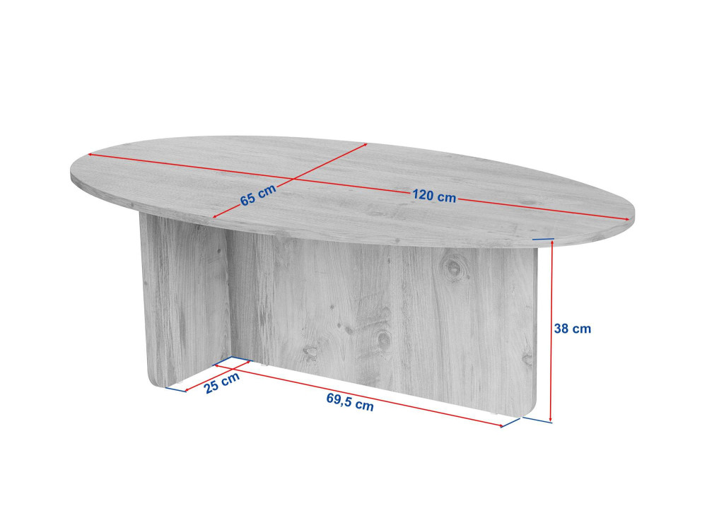 Table basse en bois "Orba" - 120 x 65 x 40 cm - Travertin